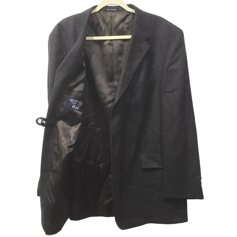Austin Reed Mens 48R Blazer Sport Coat Charcoal Textured Three Button Union Made